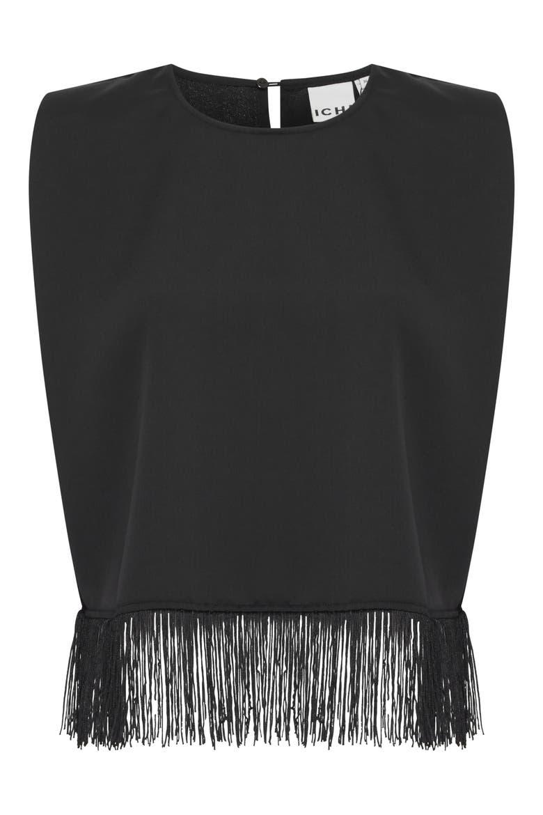 Fringe Detail Sleeveless Top, Alternate, color, BLACK