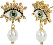 Kurt Geiger London Evil Eye Imitation Pearl Drop Earrings