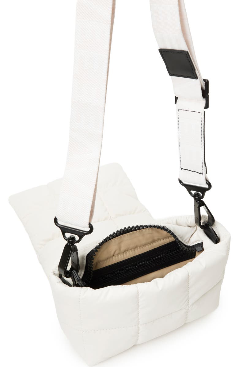 VeeCollective Mini Porter Quilted Recycled Nylon Messenger Bag, Alternate, color, Whisper White/ White