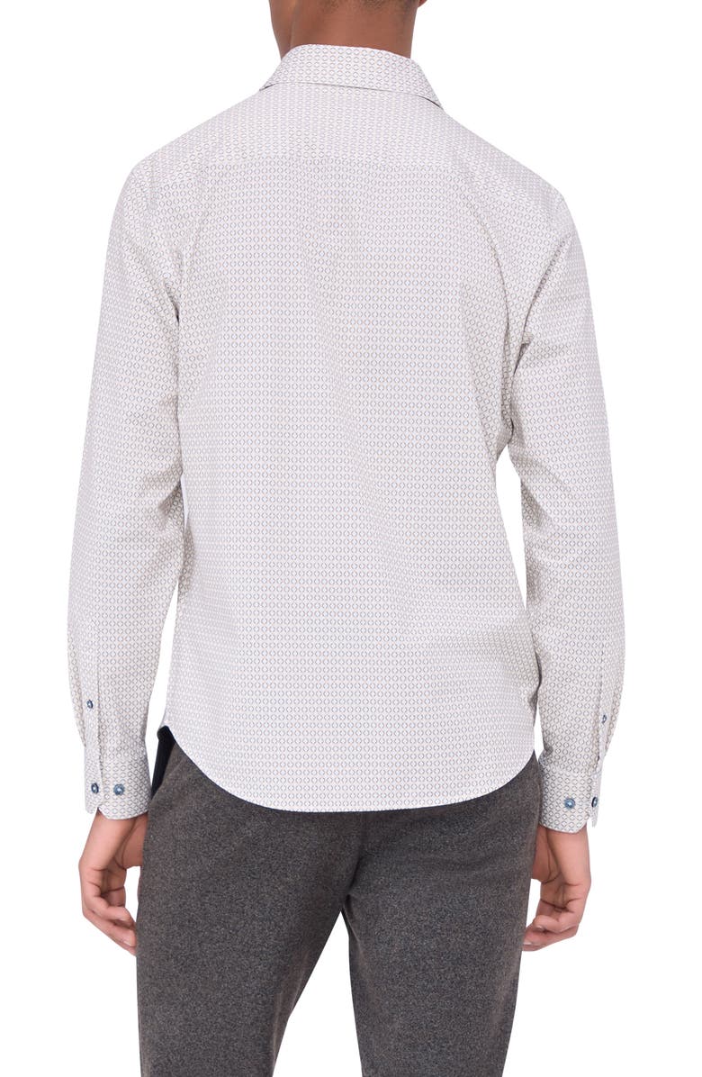 Bugatchi James OoohCotton<sup>®</sup> Geo Print Button-Up Shirt, Alternate, color, Dijon