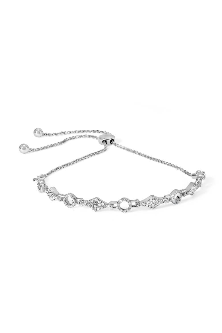 Silver 1/2 Cttw Diamond Alternating Circle and Kite Link Adjustable Bolo Bracelet, Main, color, White