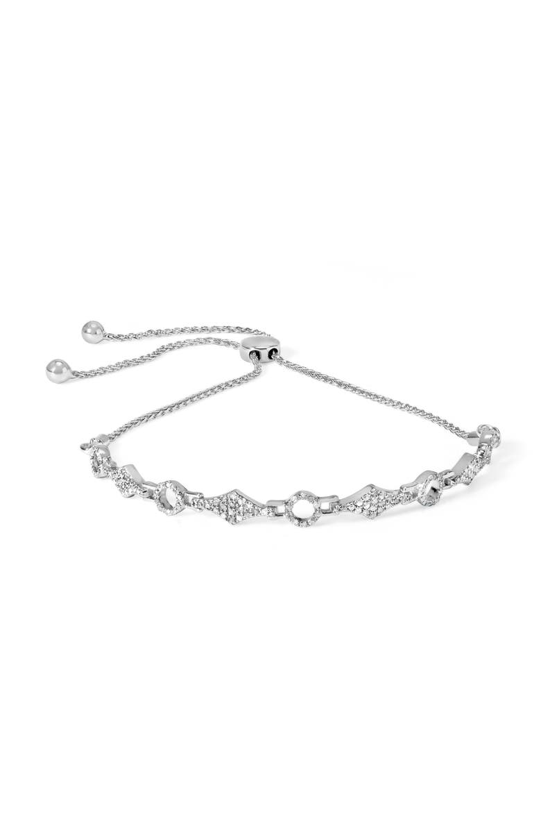 Haus of Brilliance Silver 1/2 Cttw Diamond Alternating Circle and Kite Link Adjustable Bolo Bracelet, Main, color, White