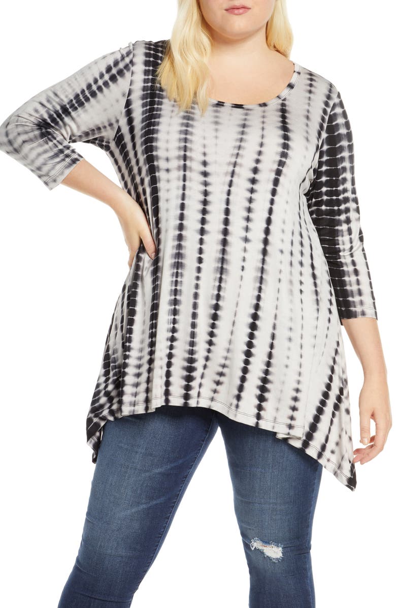 Single Thread Tie Dye Handkerchief Hem Top, Main, color,