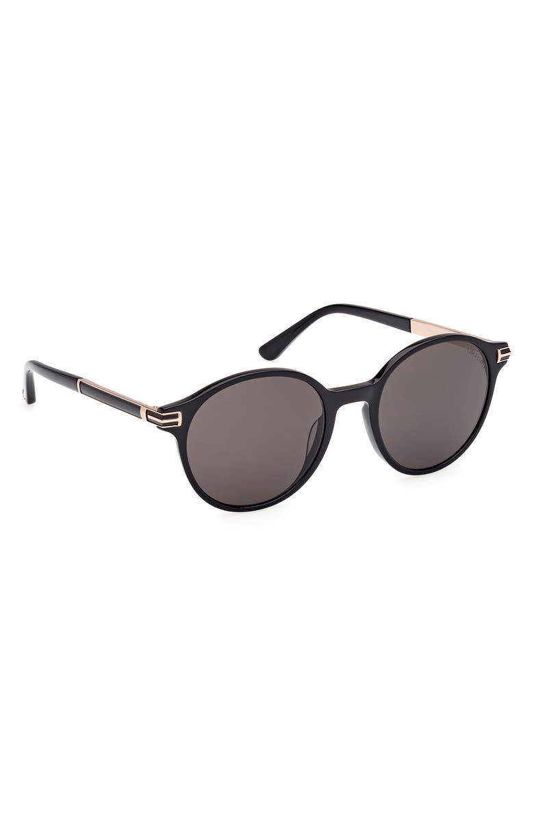 TOM FORD 52mm Round Sunglasses, Alternate, color, Shiny Black / Smoke