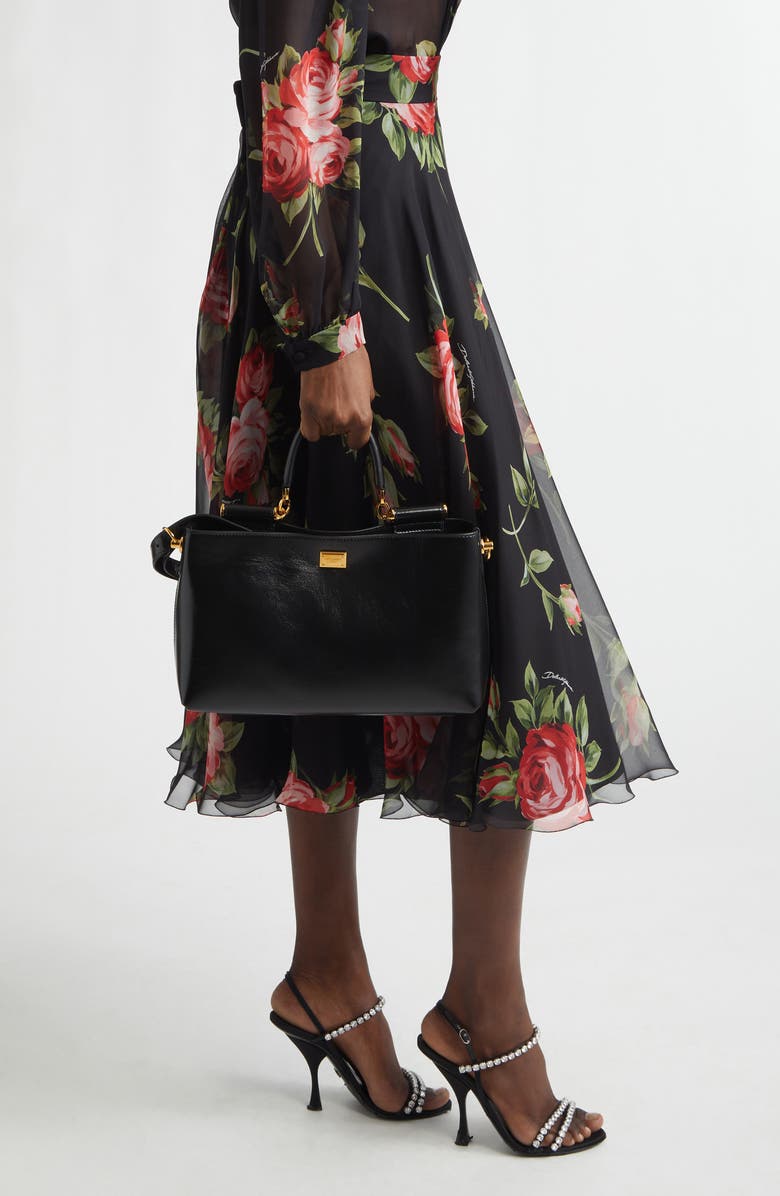 Dolce&Gabbana My Sicily Leather Shoulder Bag, Alternate, color, 80999 Nero