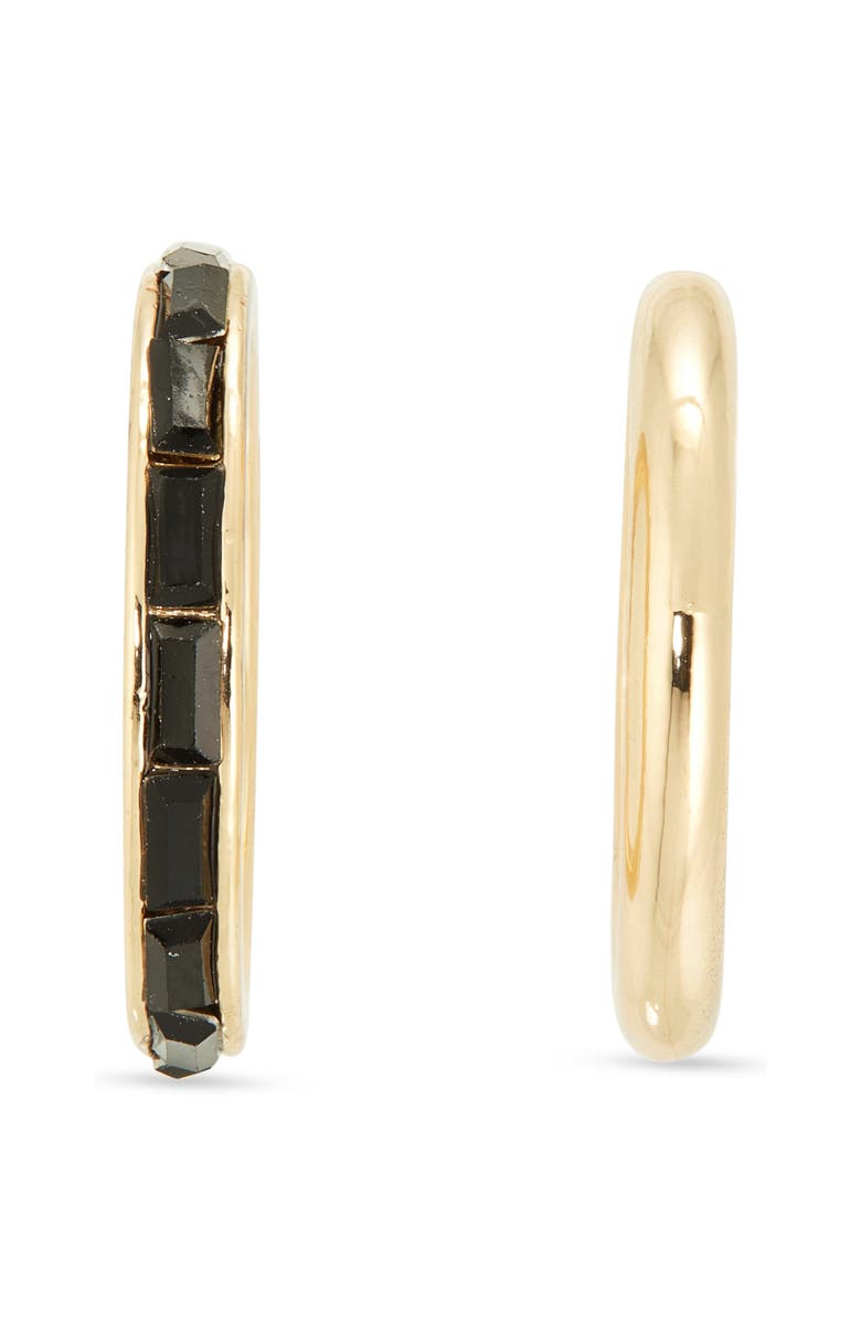 NORDSTROM RACK Set of 2 Baguette Cut Cubic Zirconia Rings, Alternate, color, Black- Gold