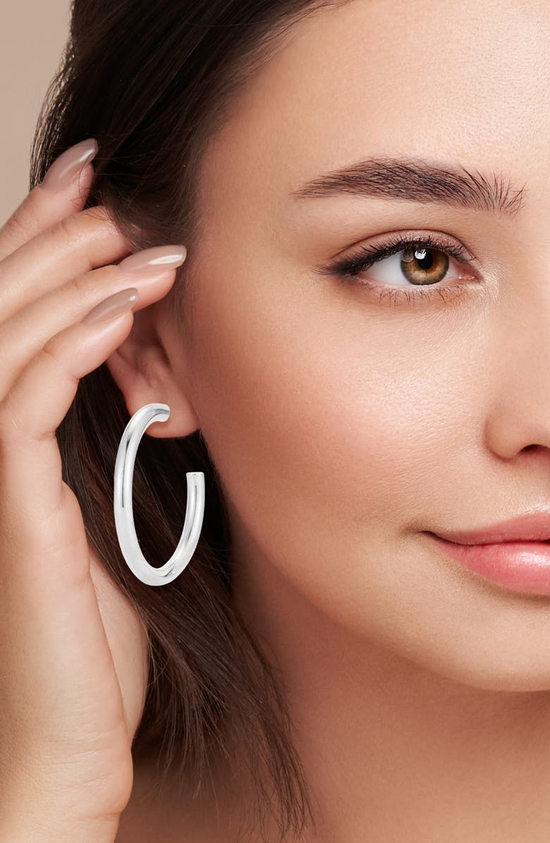 GLAZE JEWELRY Tubular Hoop Earrings, Alternate, color, Silver