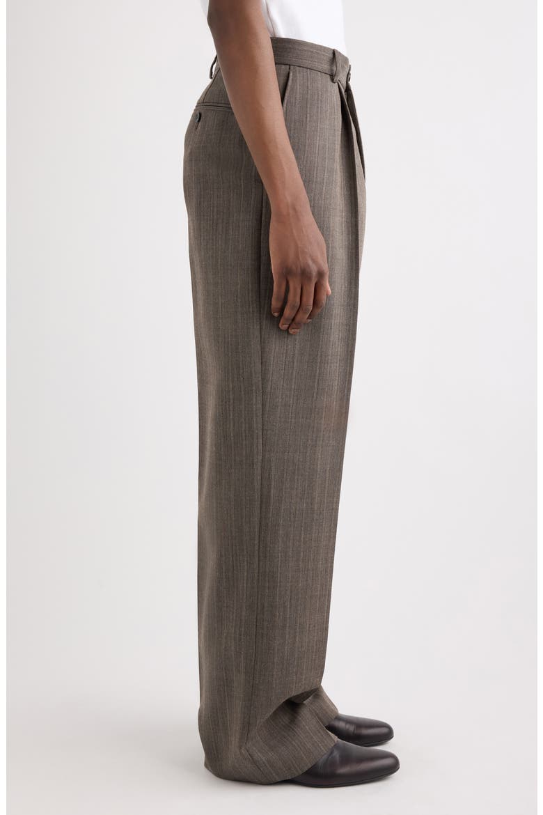 Penrud Pleated Herringbone Wool Pants, Alternate, color, CEMENT
