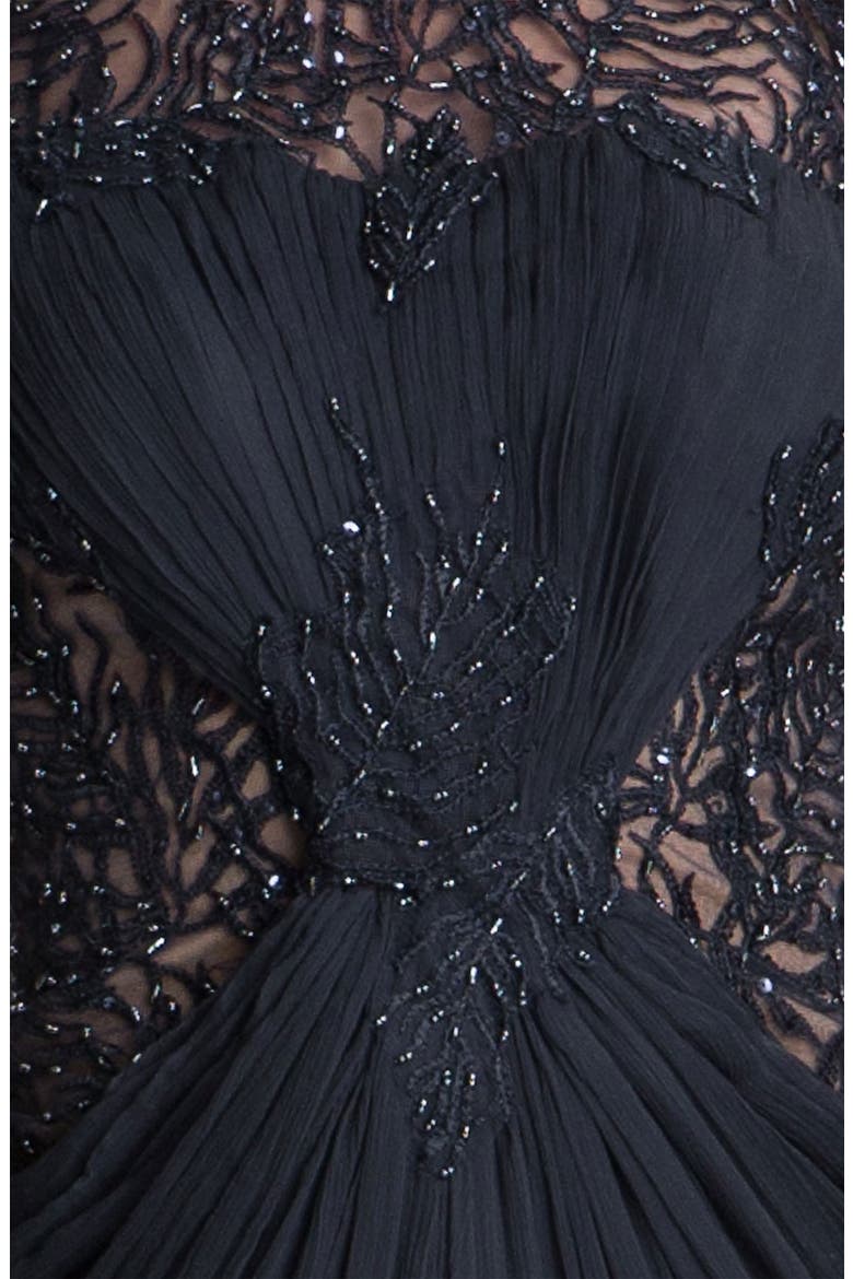 Lace & Chiffon Gown, Alternate, color, NAVY