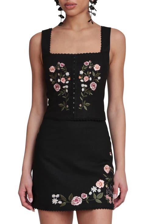 Embroidered Corset Tank