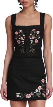 Avec Les Filles Embroidered Corset Tank