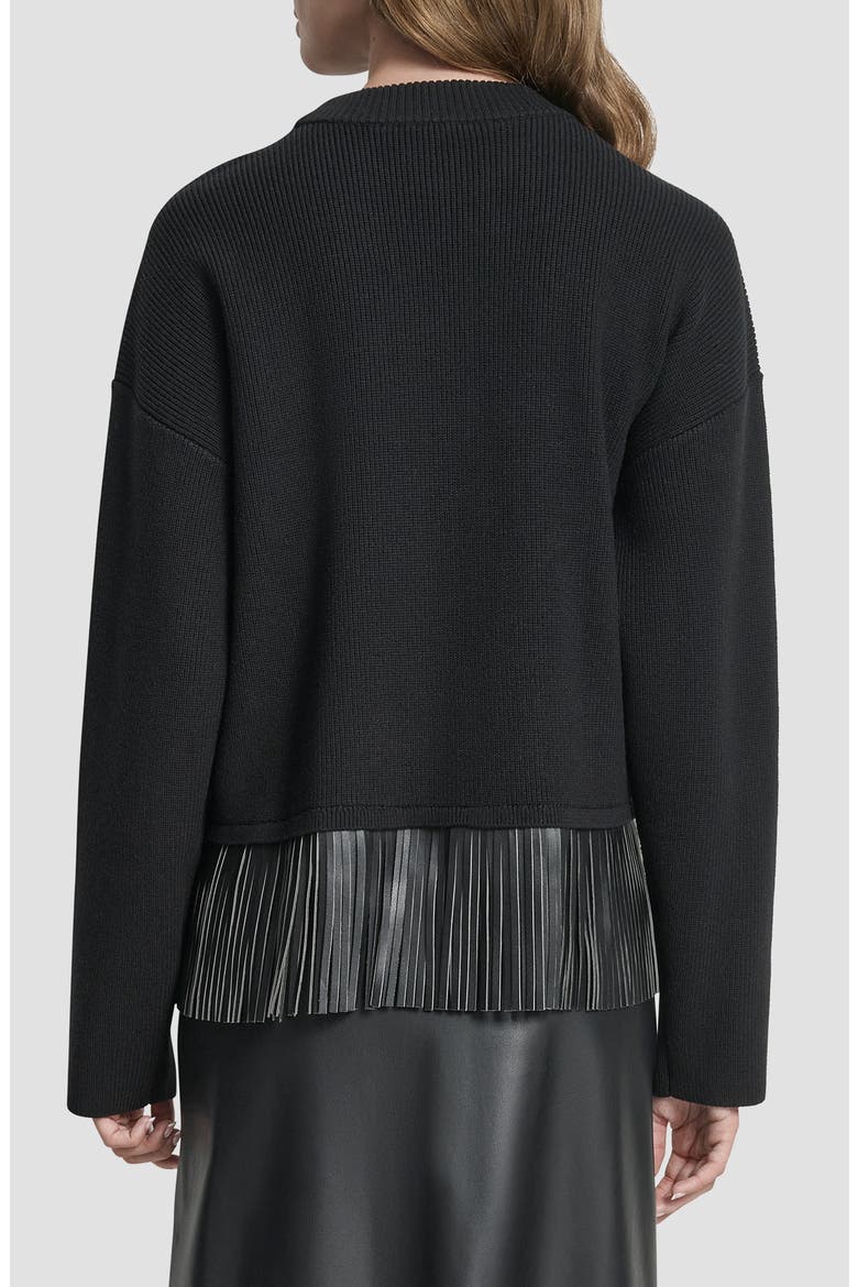 Faux Leather Fringe Sweater, Alternate, color, BLACK