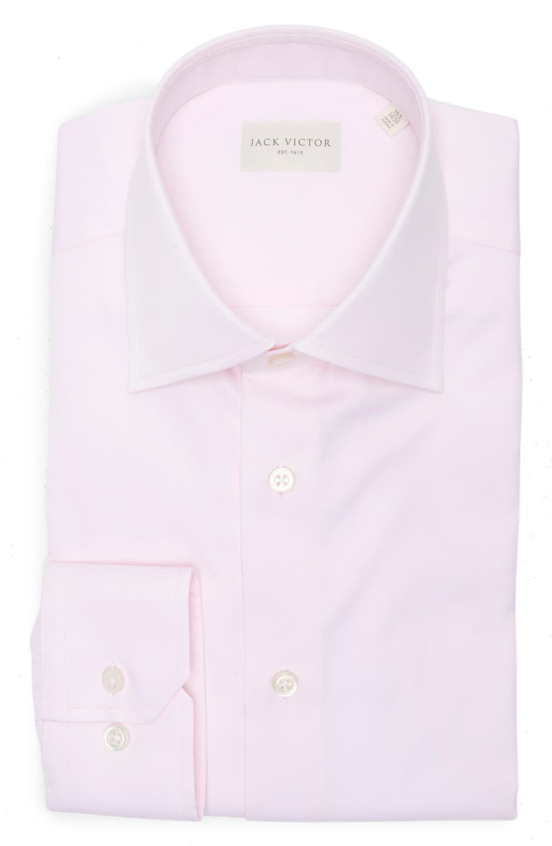Jack Victor Dream Pink Cotton Stretch Twill Dress Shirt, Main, color, Pink