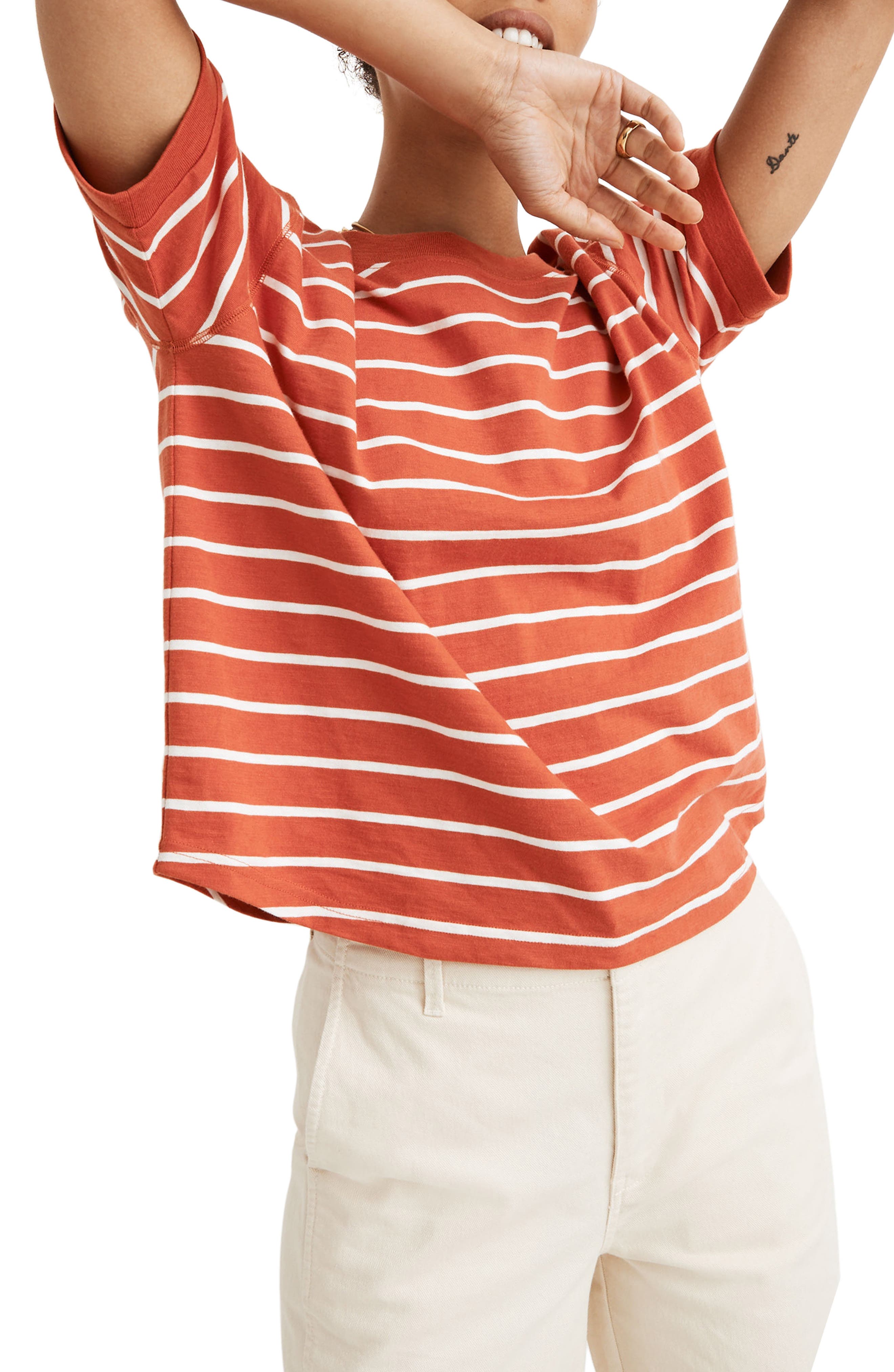 Madewell Everyday Chaffe Stripe Crop Tee (Women) | Nordstromrack