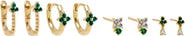 BY ADINA EDEN Colored Flower Stud & Huggie Earring Combo Set