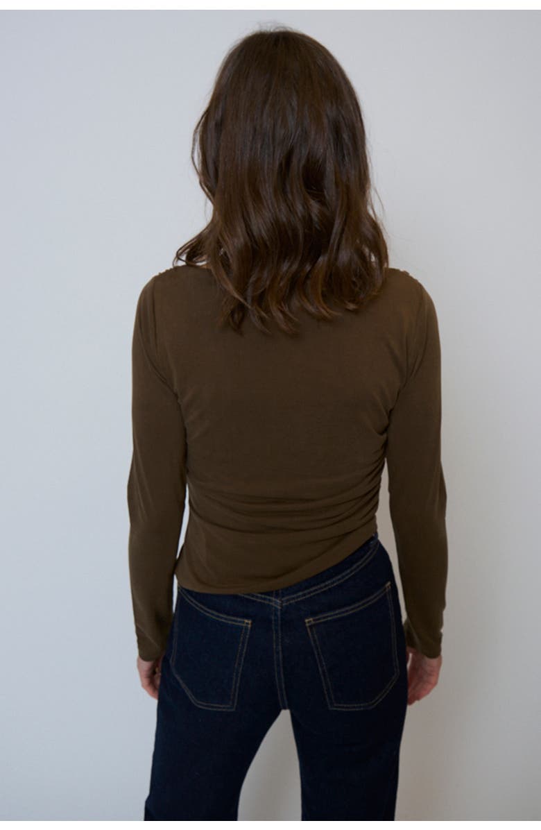 Central Park West Roman Draped Longsleeve Top, Alternate, color,