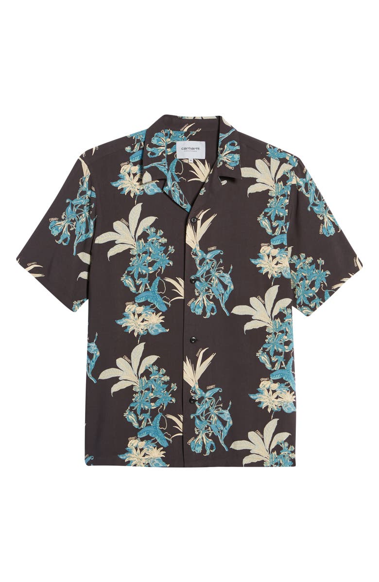 Carhartt Work In Progress Floral Print Short Sleeve Camp Shirt, Alternate, color,