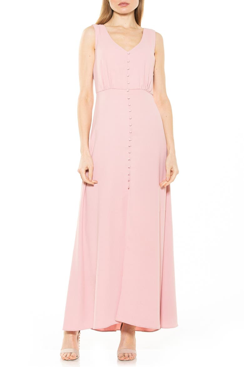Milana Button Front Sleeveless Maxi Dress, Main, color, BLUSH