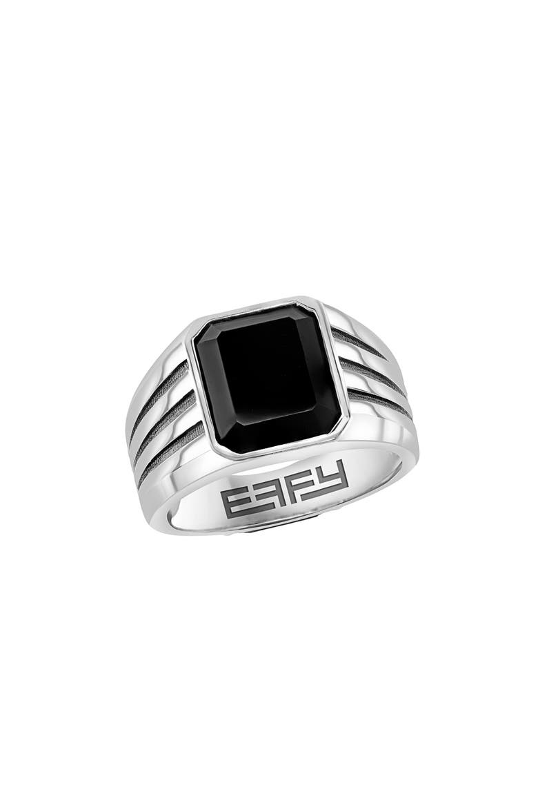 Men's Onyx Signet Ring, Main, color, BLACK