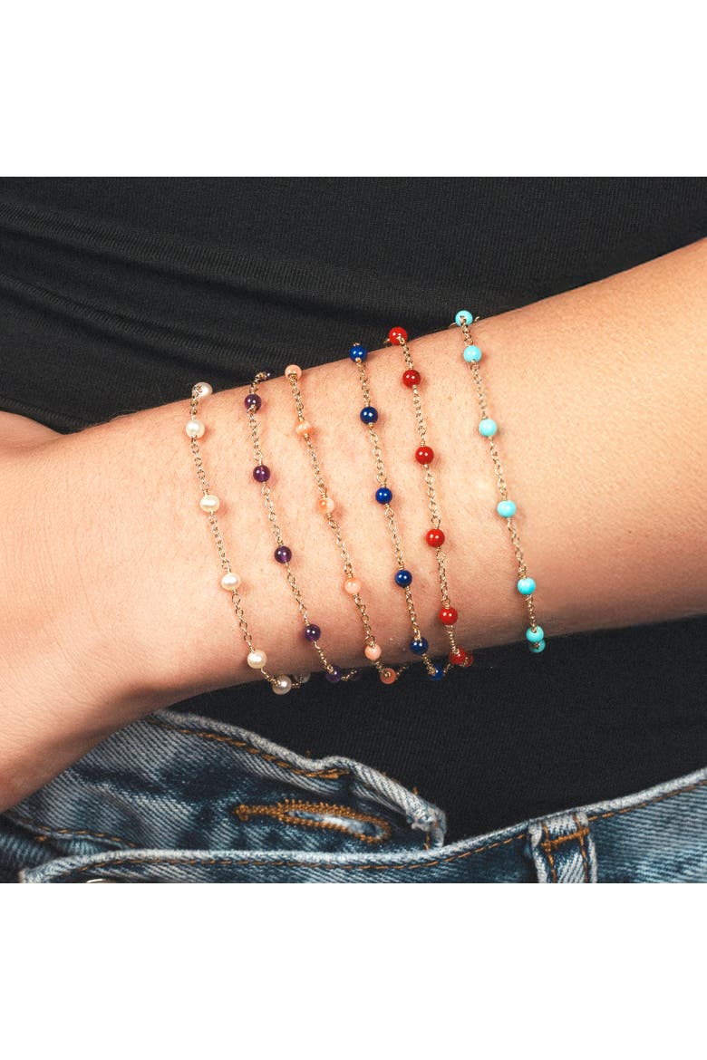 Lapis Bead Chain Bracelet, Alternate, color, Lapis
