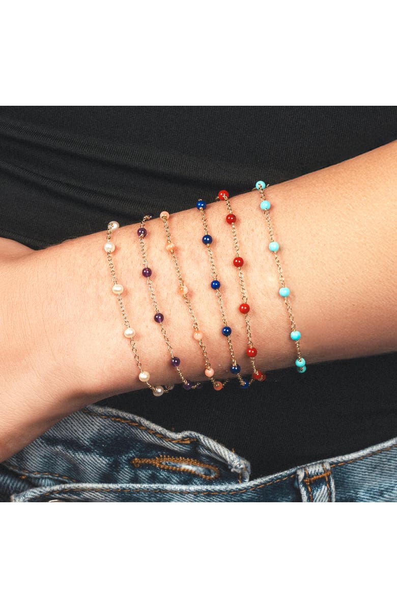 The Lovery Fine Jewelry Lapis Bead Chain Bracelet, Alternate, color, Lapis