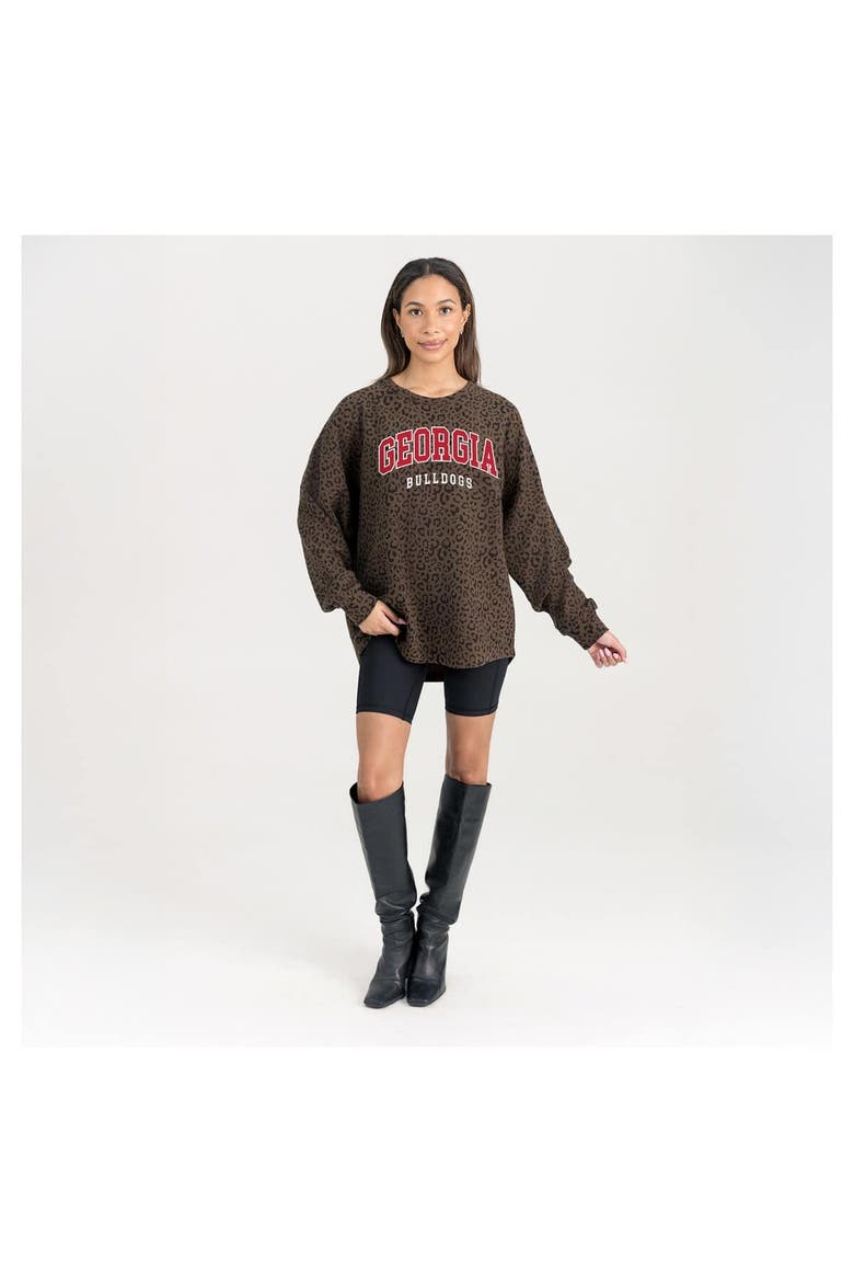Women's Gameday Couture Brown Georgia Bulldogs Leopard Oversized Sweatshirt, Alternate, color, Brown