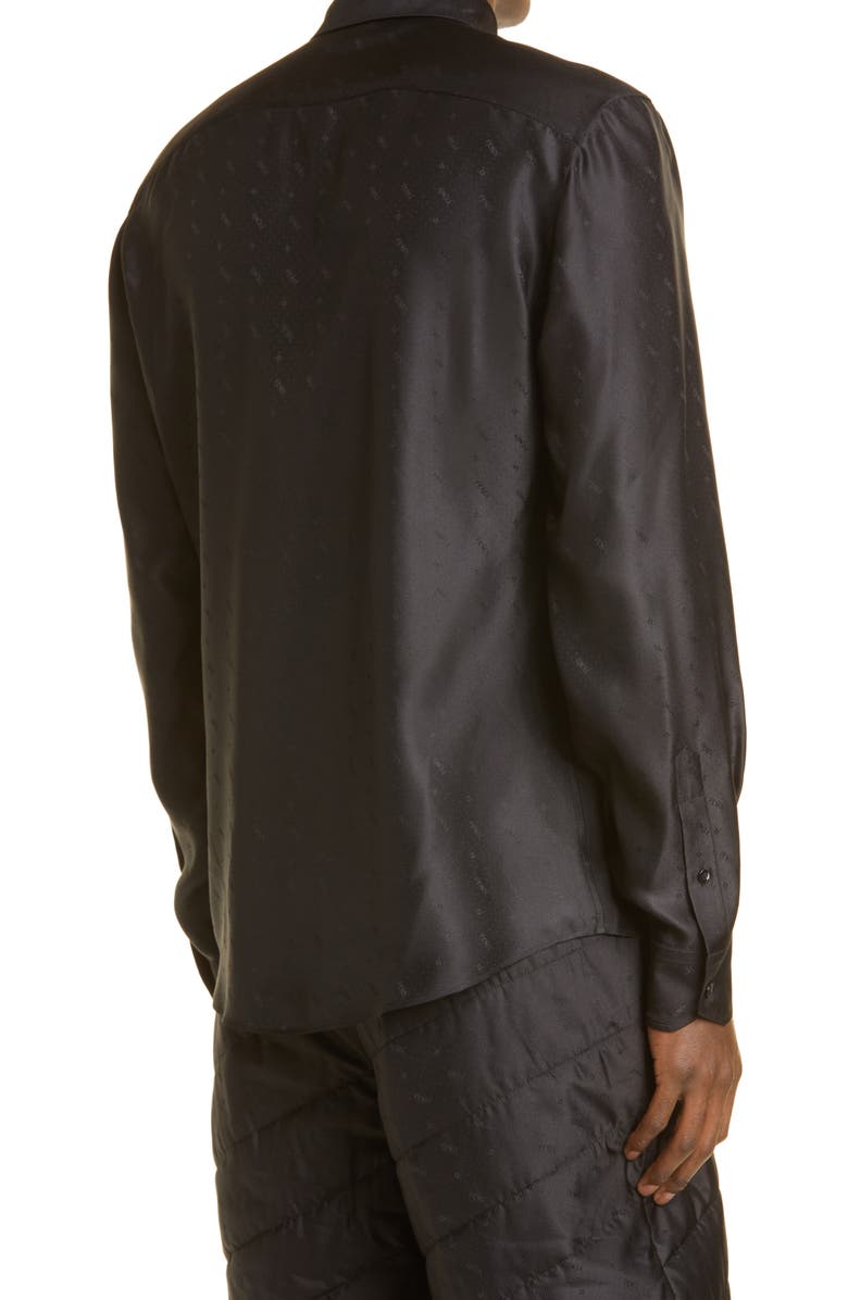 Fendi Sky Logo Jacquard Silk Button-Up Shirt, Alternate, color, 