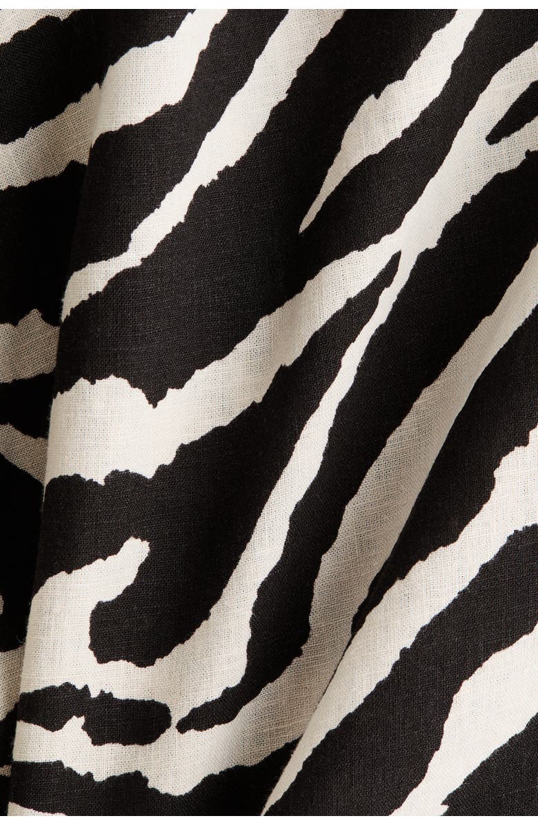 H&M Linen-blend Shirt, Alternate, color, Black/Zebra Print