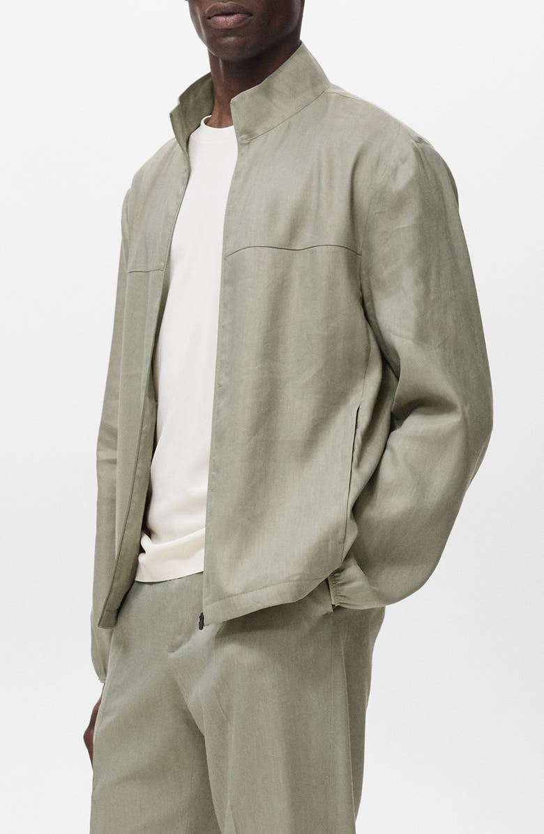 MANGO Linen Blend Jacket, Alternate, color, Olive Green