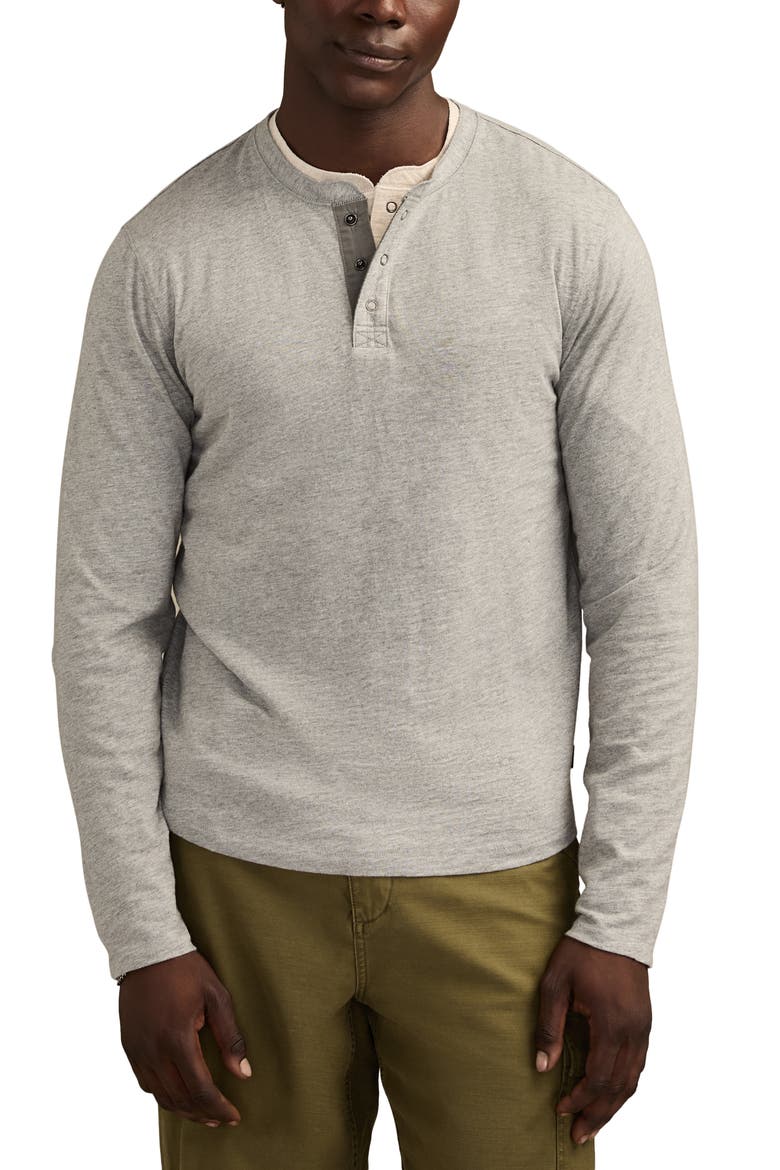 Slubbed Heather Cotton Henley, Main, color, HEATHER GREY