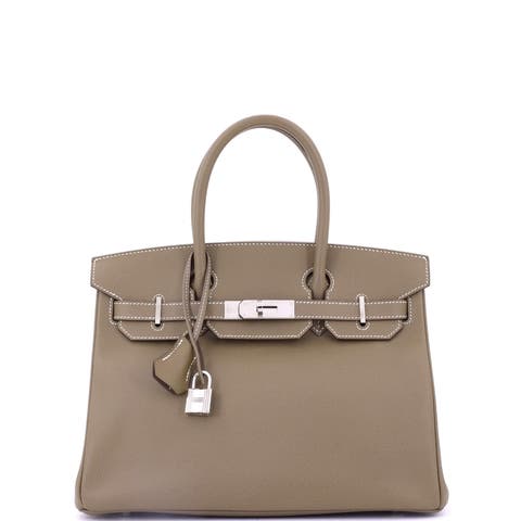 Birkin Handbag Grey Epsom with Palladium Hardware 30