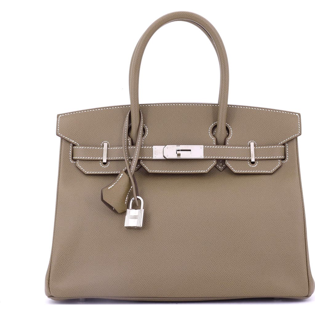 Pre-owned Hermes Hermes Birkin Handbag Grey Epsom With Palladium Hardware 30 In Brown
