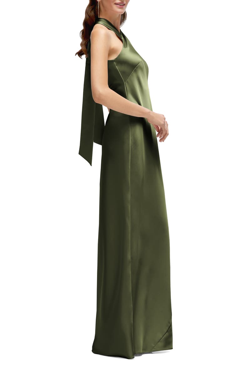Bias Cut Stretch Satin Charmeuse Gown, Alternate, color, OLIVE GREEN