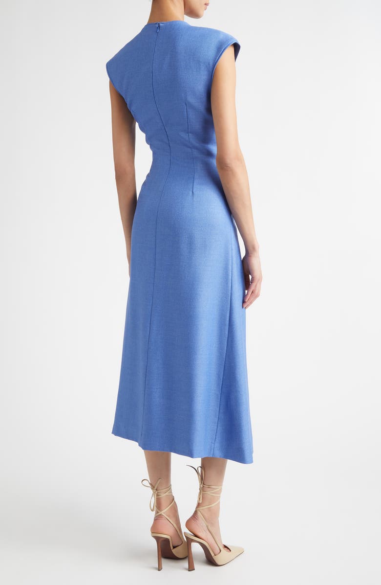 ST. JOHN Twisted Detail Cap Sleeve Silk & Wool Dress, Alternate, color, Periwinkle