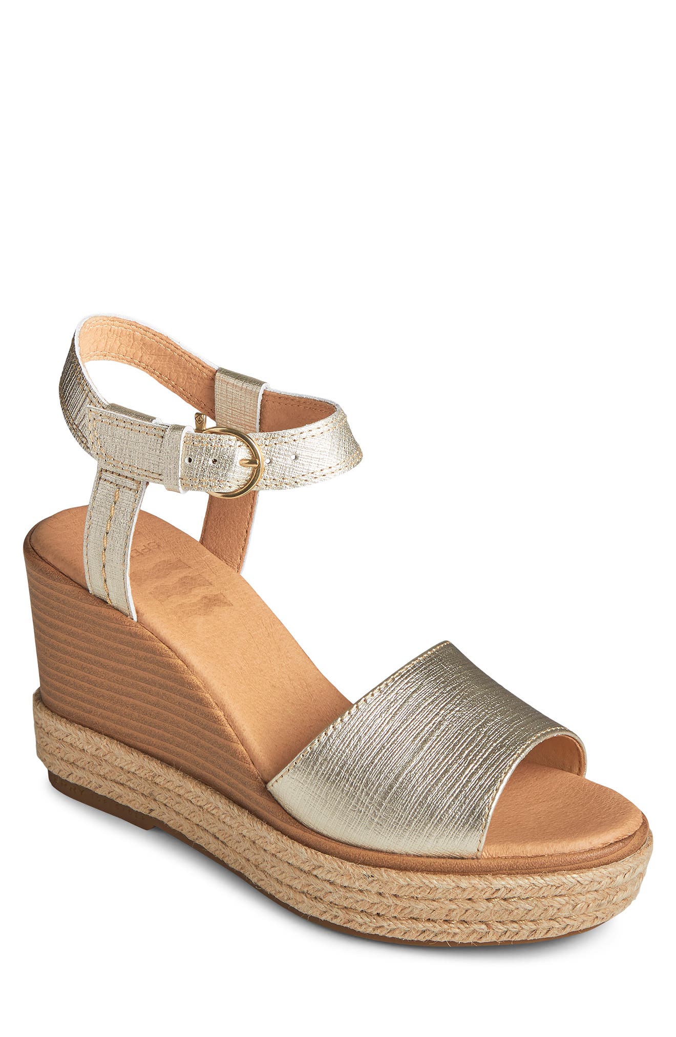 ZZDNU SPERRY TOP-SIDER<sup>®</sup> Sperry Top-Sider Fairwater Plushwave Leather Wedge Sandal, Main, color, 