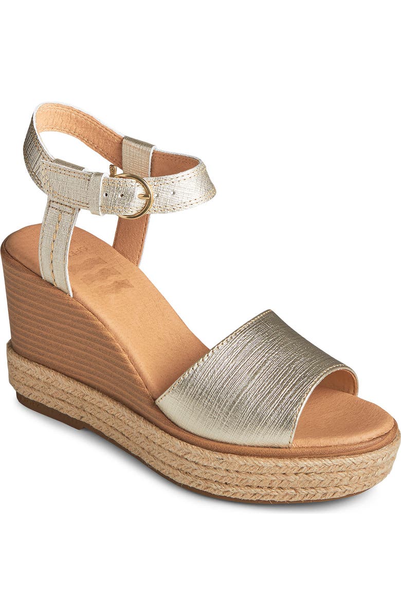 ZZDNU SPERRY TOP-SIDER<sup>®</sup> Sperry Top-Sider Fairwater Plushwave Leather Wedge Sandal, Main, color,