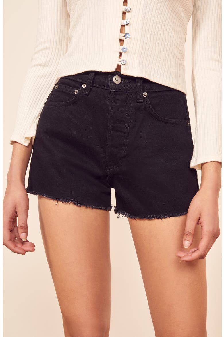 Dixie High Waist Cutoff Denim Shorts, Alternate, color, BLACK