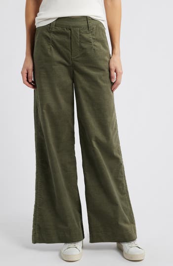 Wit & Wisdom 'ab'solution Skyrise Pull-on Wide Leg Twill Pants In Green