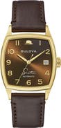 BULOVA Frank Sinatra Young at Heart Leather Strap Watch, 33.5mm