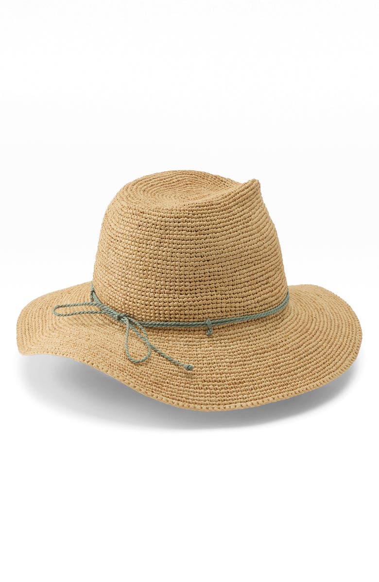 Helen Kaminski Desmonda Packable Raffia Fedora, Alternate, color, Natural/Seaglass