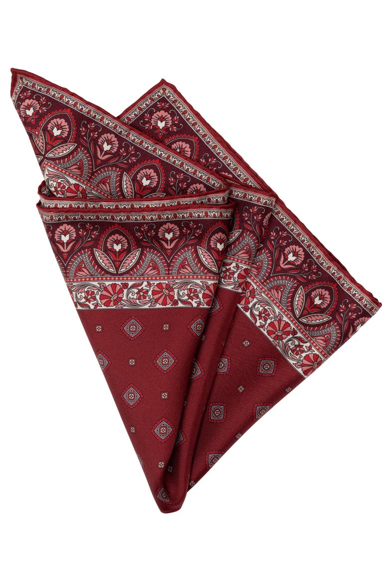 Savino - Silk Pocket Square for Men, Alternate, color, Dark Red