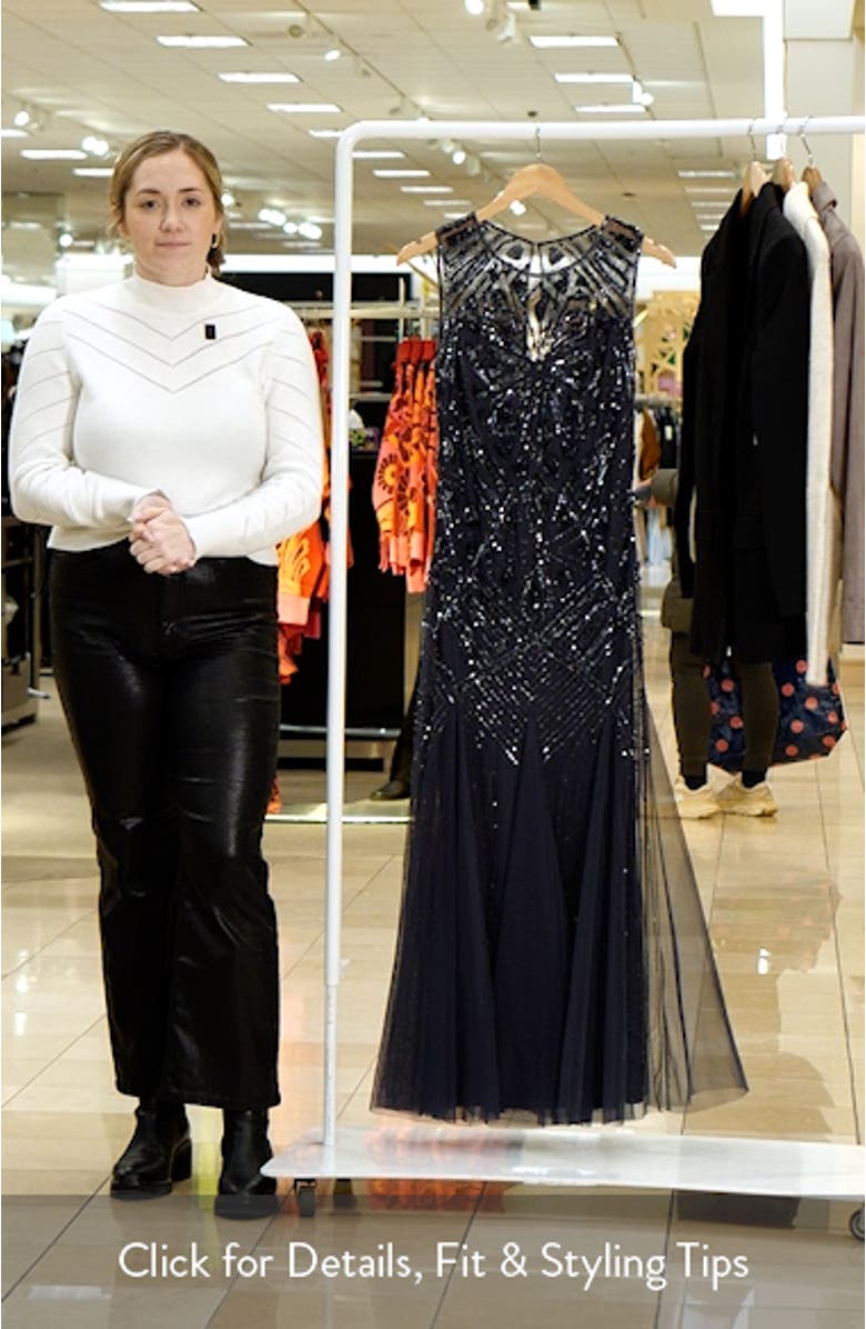 Geometric Beaded Sleeveless Gown, sales video thumbnail