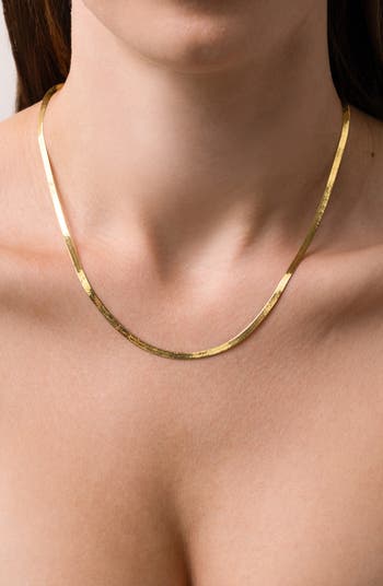 14K Gold Herringbone Chain Necklace