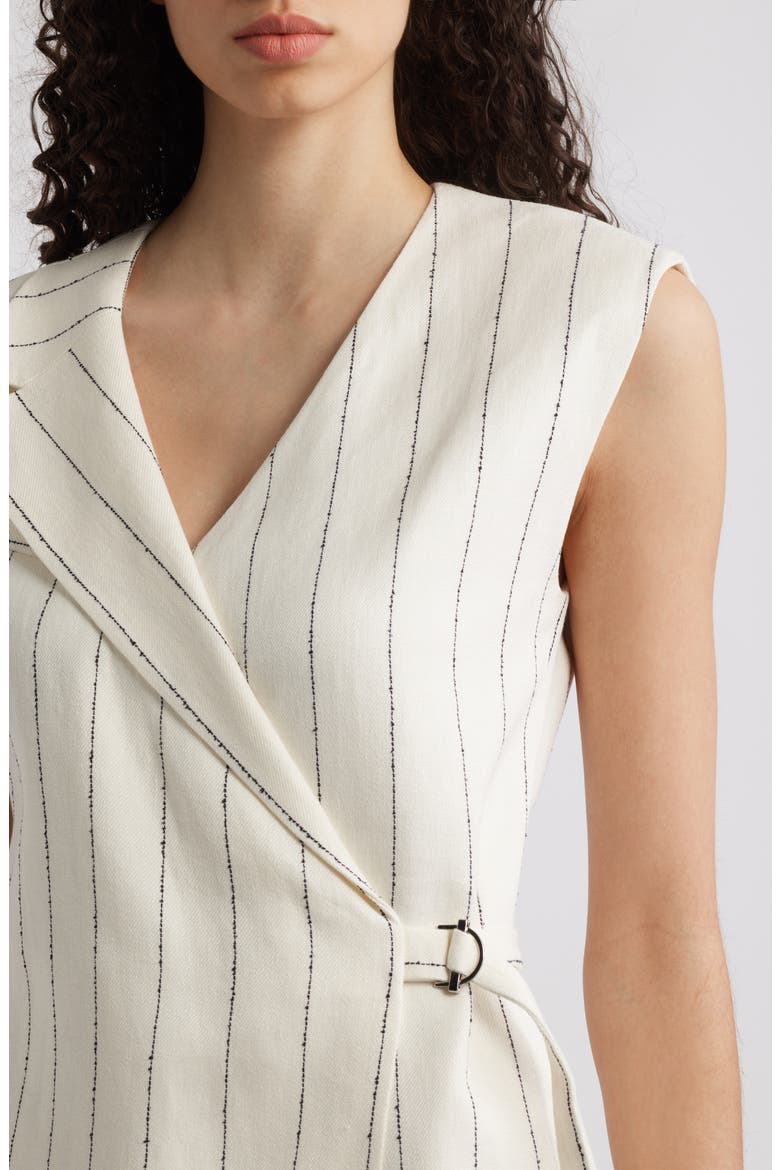 Dagania Pinstripe Sleeveless Linen Blend Sheath Dress, Alternate, color, WHITE/ NAVY PINSTRIPE