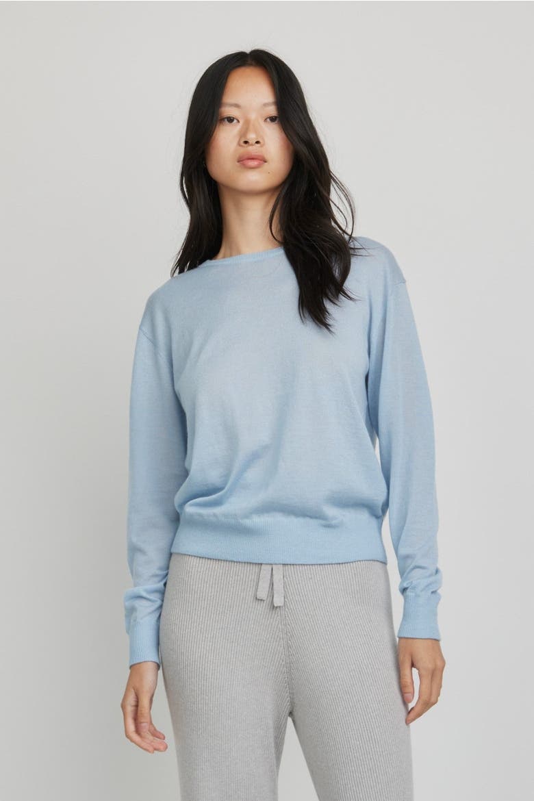 Marguerite Paper Thin Cashmere Sweater, Alternate, color, Sky