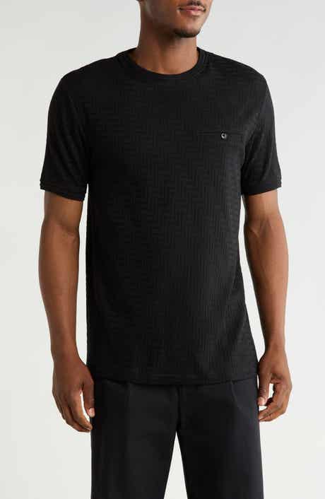 DENIM AND FLOWER Chevron Textured Crewneck Pocket T-Shirt