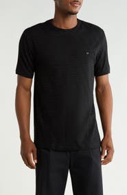 DENIM AND FLOWER Chevron Textured Crewneck Pocket T-Shirt