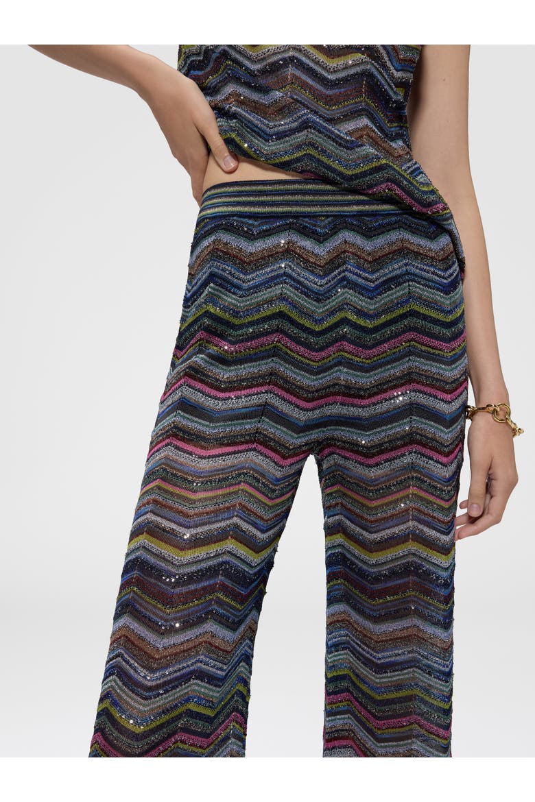 Chevron Palazzo Trousers With Sequins, Alternate, color, Multicoloured