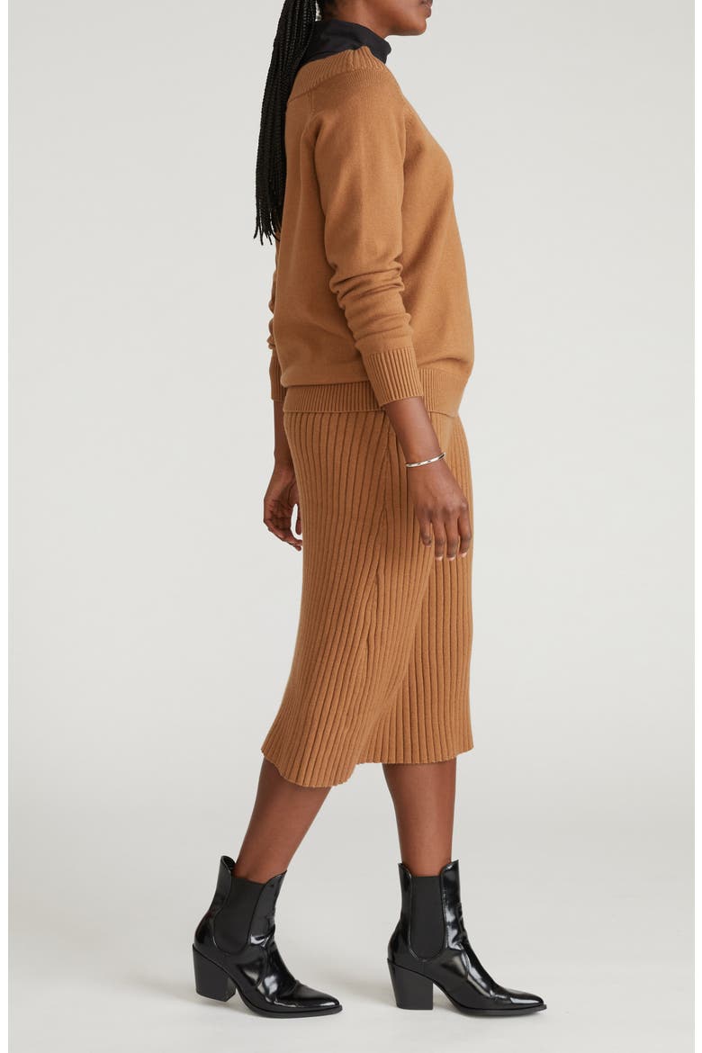 Risa Better Than Wool Sweater Midi Skirt, Alternate, color, CAMEL