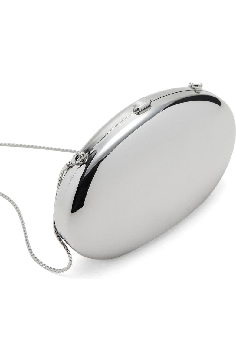 MANGO Oval Frame Clutch, Alternate, color, Silver